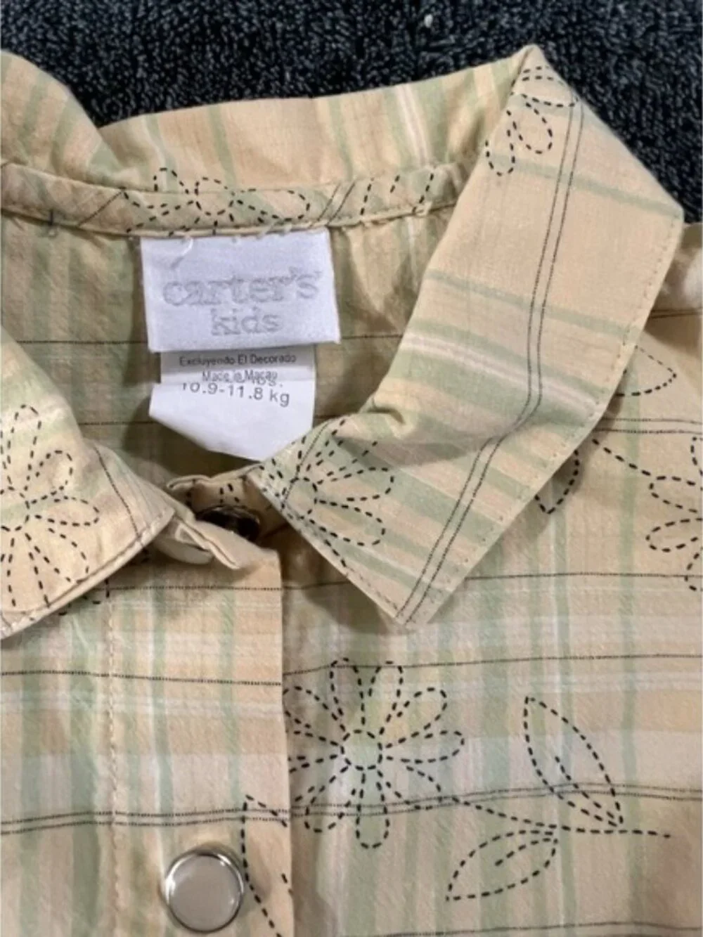 Carters‎ Vintage Toddler Girl Pearlsnap Yellow Top 12-18m